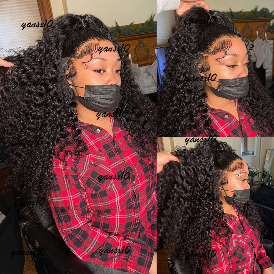 Brazilian Long Water Front Black /Brown /Blonde /Red Hd Wigs For Women 34 Inch Deep Wave Lace Frontal Synthetic Wig