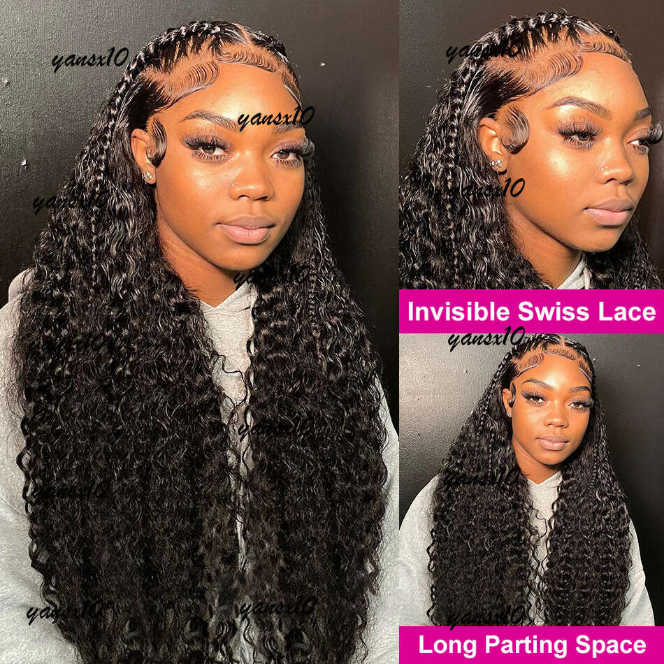 Brazilian Long Water Front Black /Brown /Blonde /Red Hd Wigs For Women 34 Inch Deep Wave Lace Frontal Synthetic Wig
