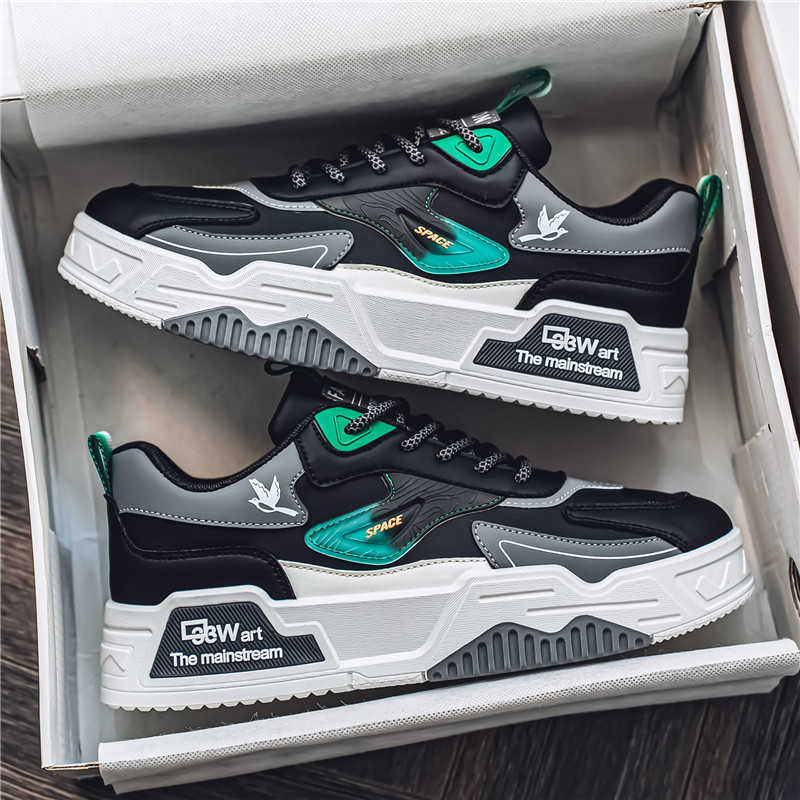 Autumn New Casual Sports Shoes Mens Leather Low-Top Fashion Trend Easiest for Match Running Shoes Men's Skateboard Shoes Suitable for Outdoor Spo