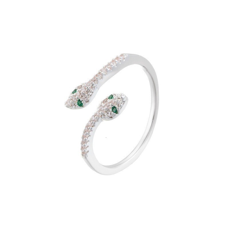 Luxury Brand Designer Jewelry Micro-Inlaid Double Snake-Shaped Ring For Women, Light Luxury Niche Design, European And American Style Fashionable Pers