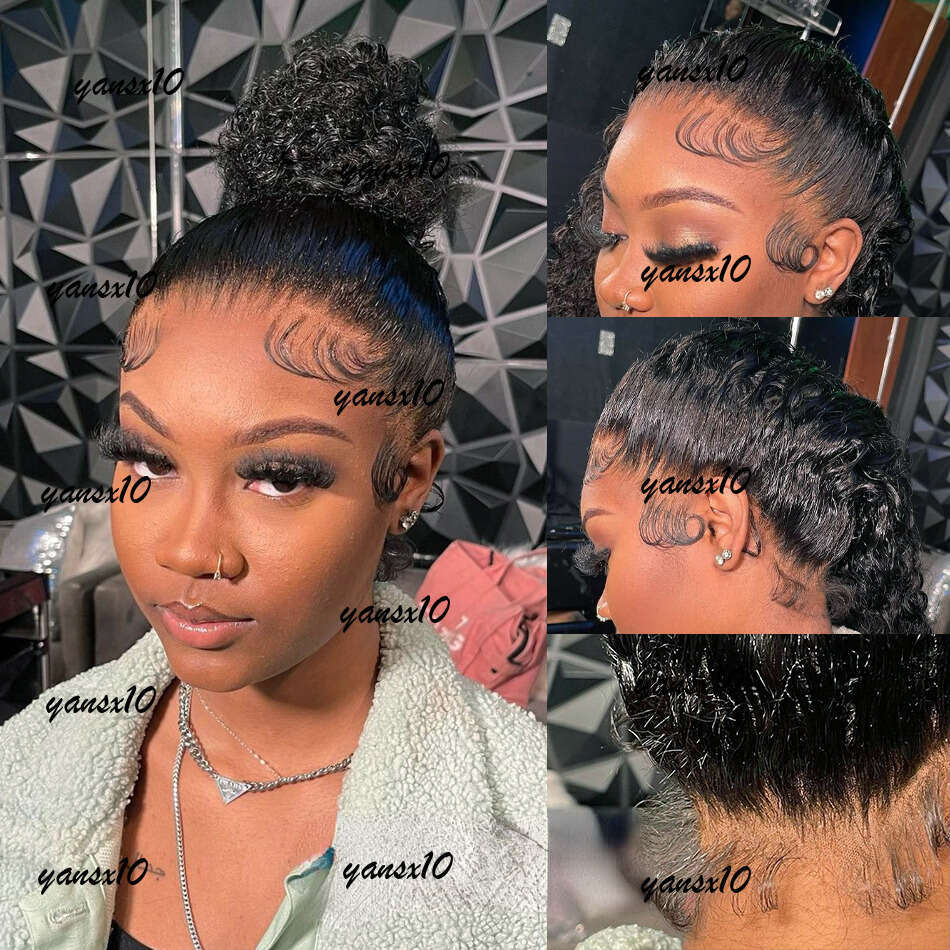 200density Full Brazilian Wave Frontal Wig Transparent 13x4 Lace Front Human Hair for Women Pre Plucked Deep Curly Synthetic Closure Wigs 28