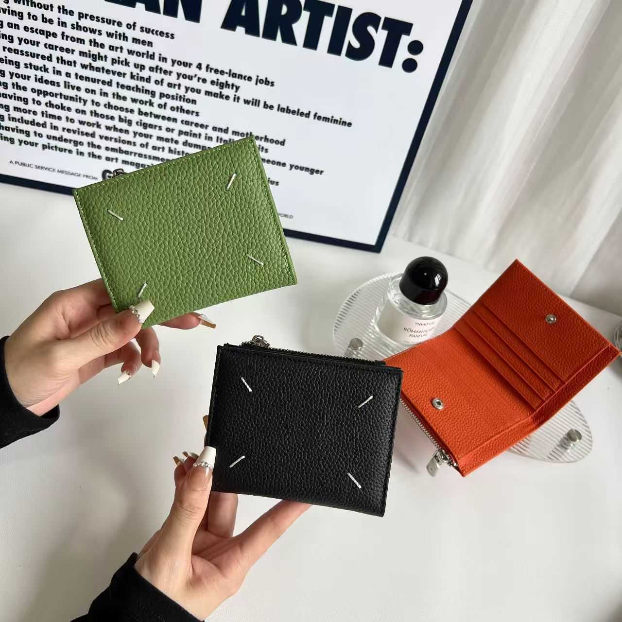 Women Men Wallet Thin Genuine Leather ID Card Holder Bags Solid Color Bank Gift Multi Slot Slim Case Z250527