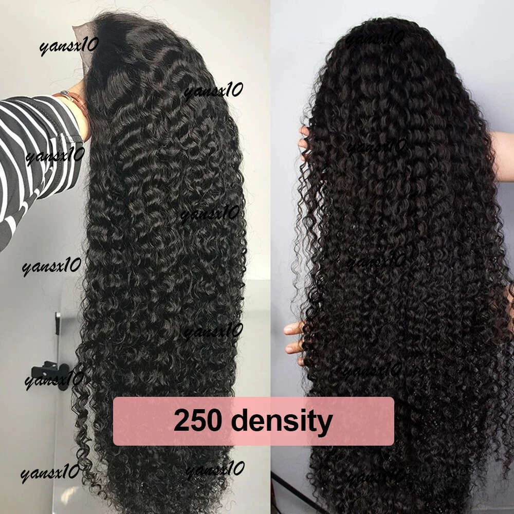 Invisi Strap HD 360 Front Human Hair Wigs Drawstring Curly Wave 13x4 Lace Frontal Wig Synthetic for Women Pre Plucked 250 Density