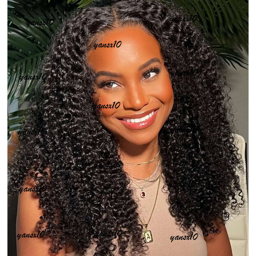 180density Brazilian Kinky 13x4 Frontal Wig Glueless Human Hair 4C Afro Curly Front Synthetic HD Lace Closure Wigs dd