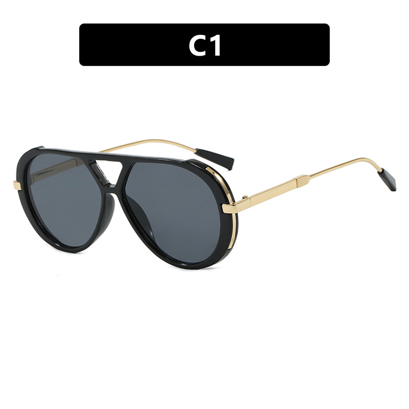 Double Bridge Retro Sunglasses Vintage Large Frame UV Protection Shades for Women Men