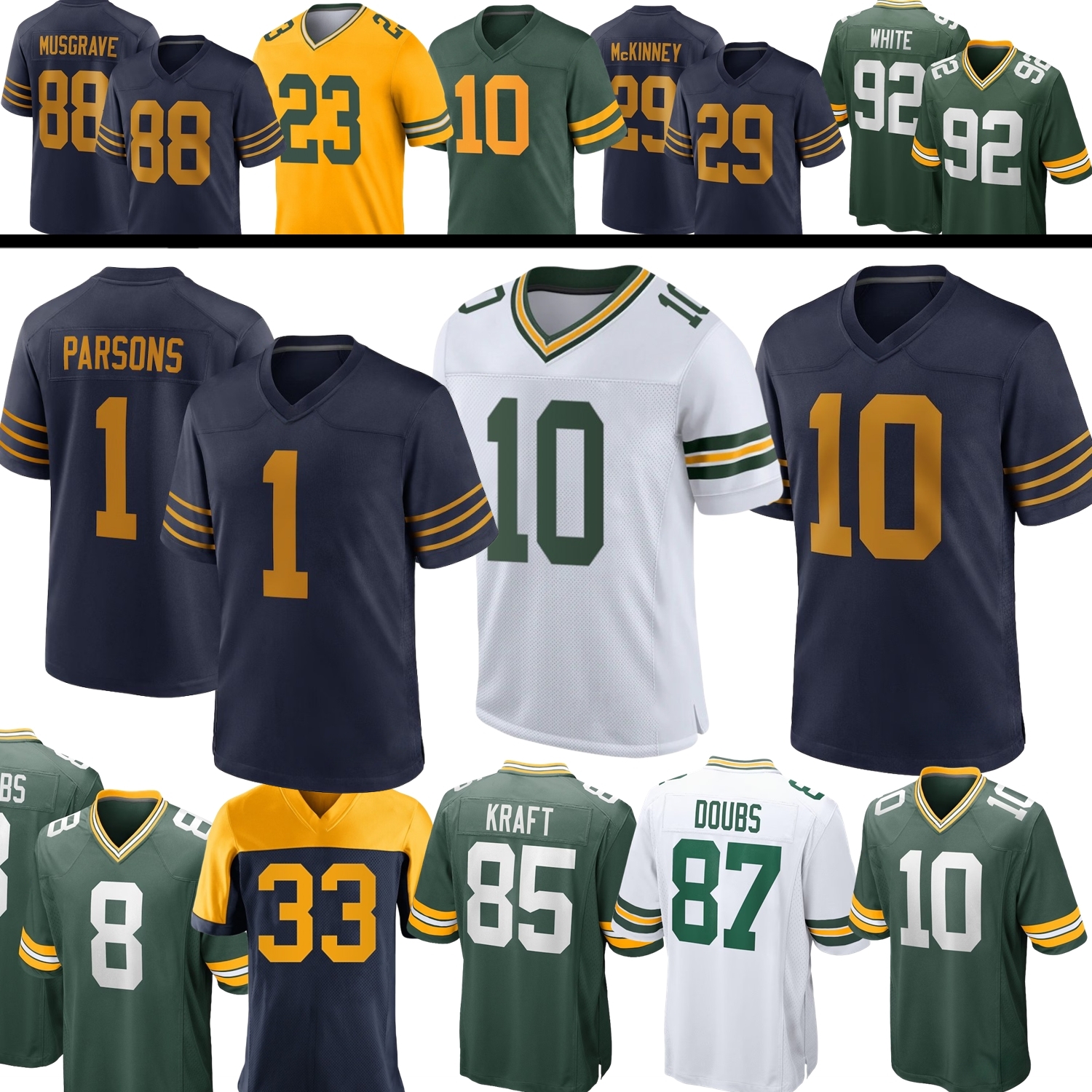 1923 Throwback Football Jersey Micah Parsons Love Josh Jacobs Jayden Reed Luke Musgrave Kenny Clark Isaiah Simmons MarShawn Doubs Gary Cooper Walker Rodgers Favre
