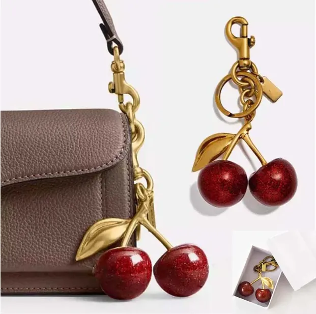 bag charm Women Key Rings keychain with box Retro-Cool Cherry designer bag charms purse charms Fashion Accessories withbox card gift designer keychains Lanyards