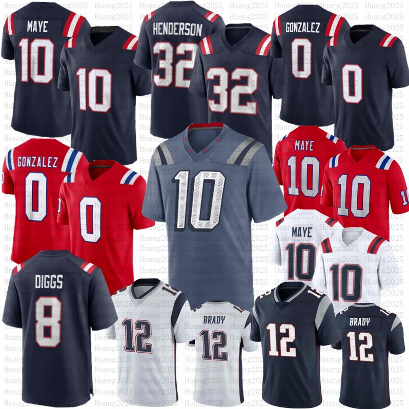 Christian Gonzalez Drake Maye Stefon Diggs Football Jersey Will Campbell TreVeyon Henderson Stevenson Tom Brady Barmore Strange Mills Randy Moss Baker Peppers
