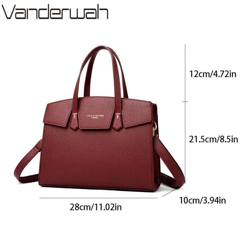 High Quality Soft Leather Women's Handbag Designer Ladies Shoulder Crossbody Female Casual Tote Bag Solid Color Purse