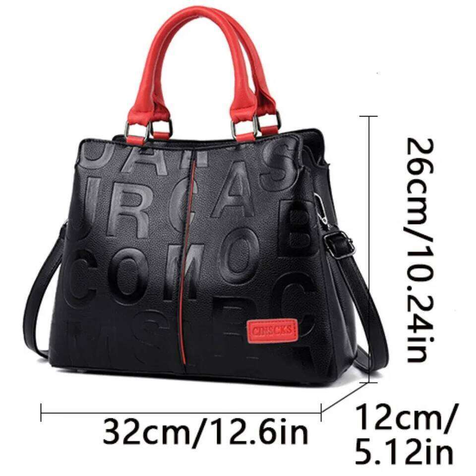 2-Layer Pockets Letter Printing Handbags Leather Vintage Ladies Shoulder Crossbody Bags For Women Tote Bag