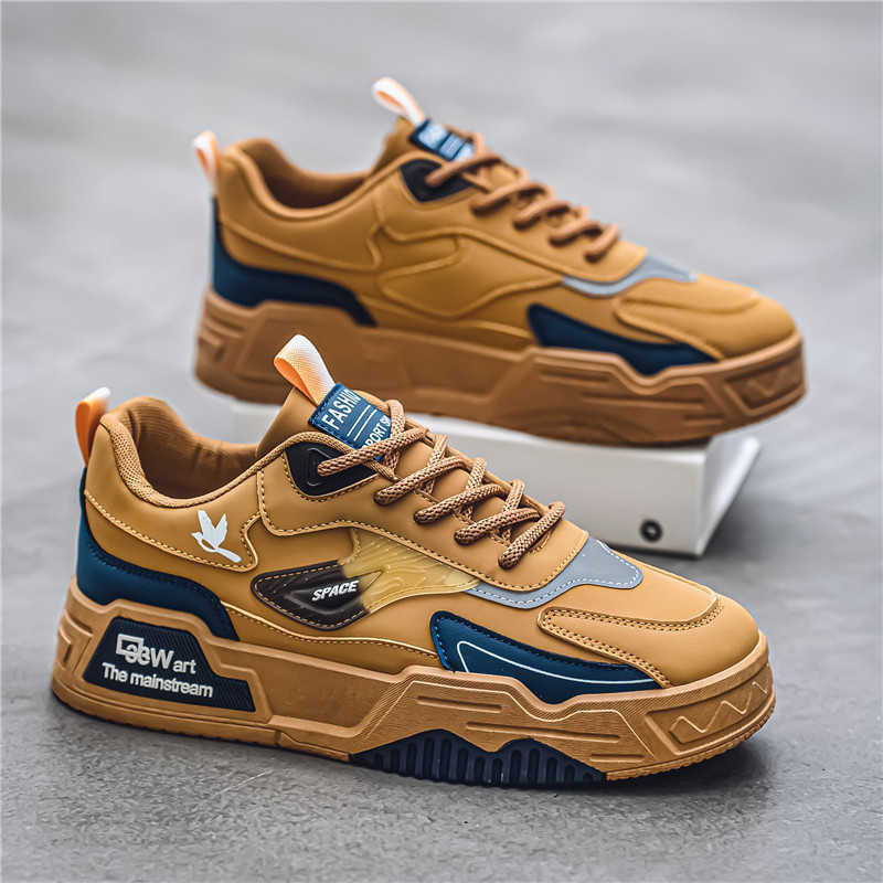 Autumn New Casual Sports Shoes Mens Leather Low-Top Fashion Trend Easiest for Match Running Shoes Men's Skateboard Shoes Suitable for Outdoor Spo