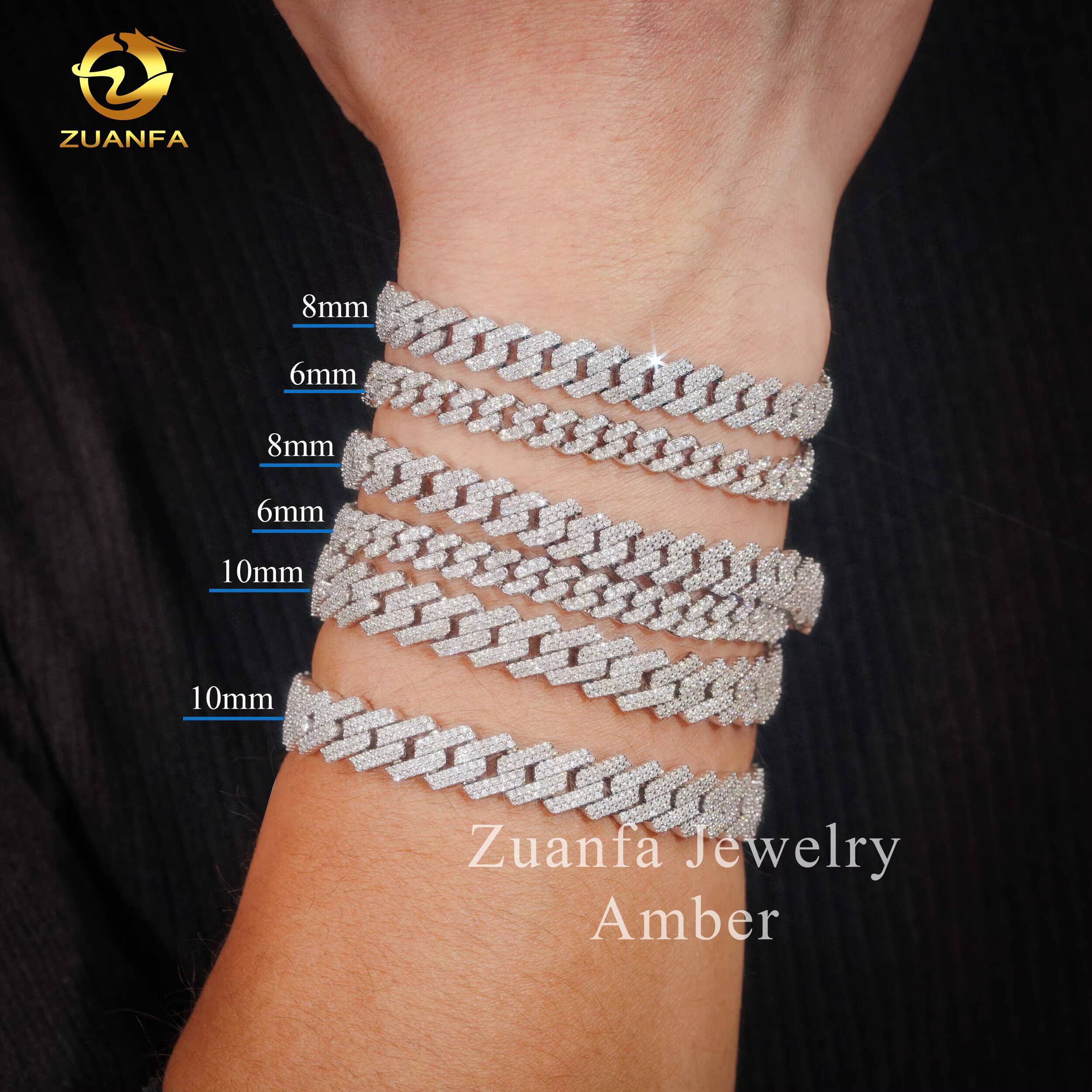 Designer necklace Hot Sale Fine Jewelry Lab Diamond S925 Sterling Silver Rhodium Plated Moissanite Bracelet Men Cuban Link Bracelet