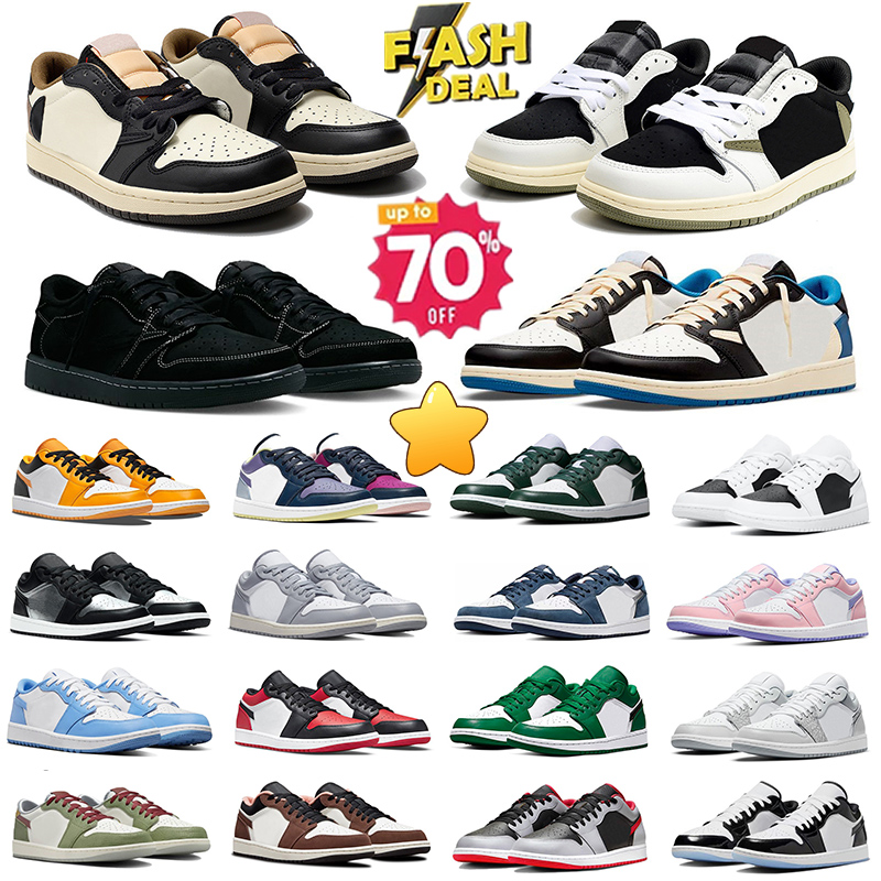 Designer 1S Low Basketball Shoes Trainers Man Woman Reverse Mocha Military Blue Golf Olive Fiber Pink Grey Green Bred Youth Sneakers Sports Outdoors trainers 36-47