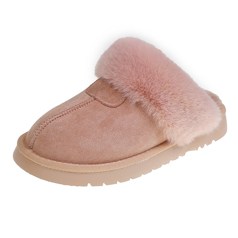 2025 designer shoes free shipping autumn and winter flat slippers casual solid color snow boots women's velvet cotton shoes for warmth pink white