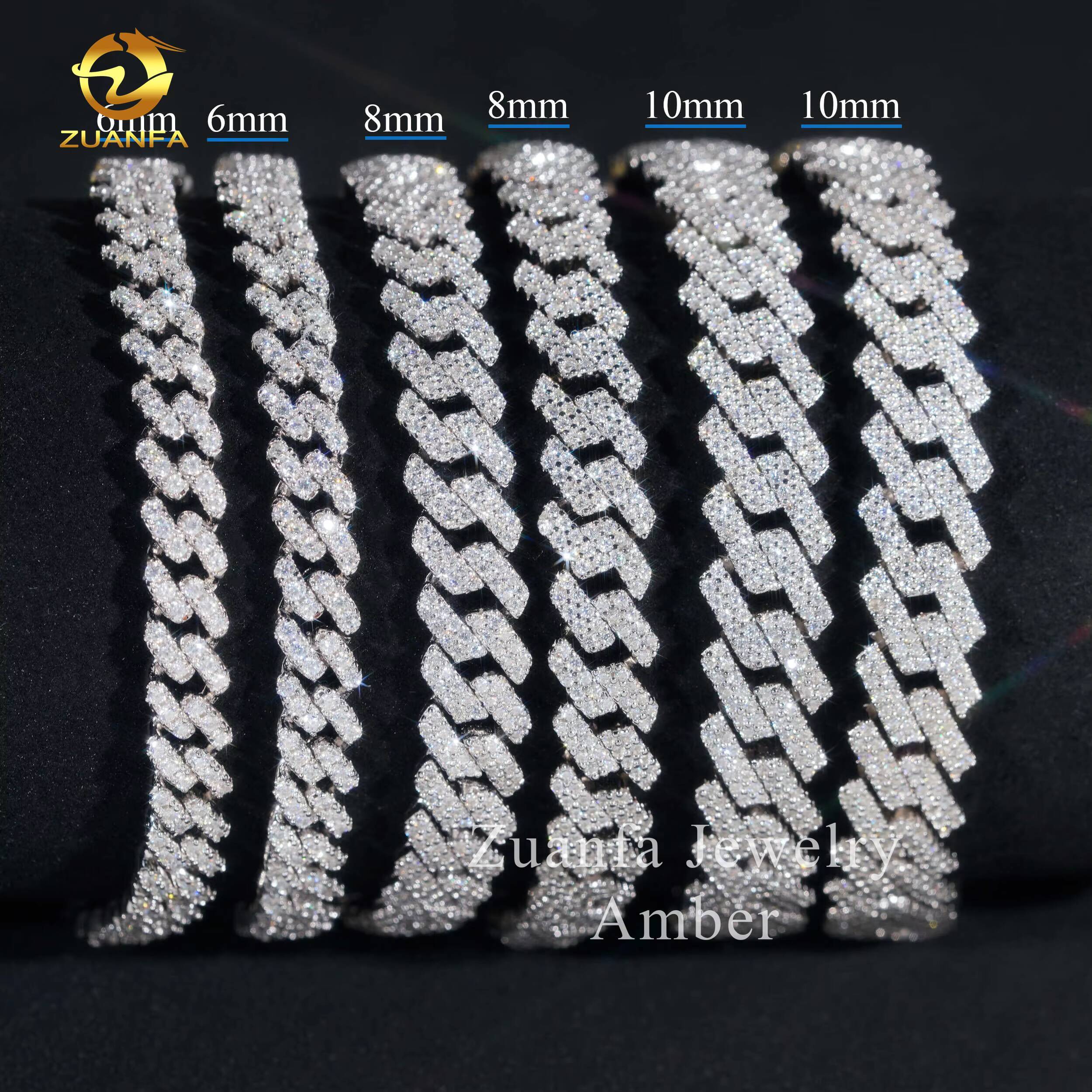 Designer necklace Hot Sale Fine Jewelry Lab Diamond S925 Sterling Silver Rhodium Plated Moissanite Bracelet Men Cuban Link Bracelet