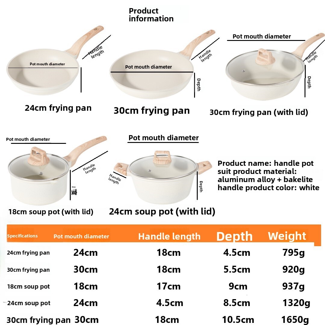 Non-Stick Maifan Stone Gas Stove Frying Pan Five-Piece Cookware Set Suitable for Home Induction Cooker