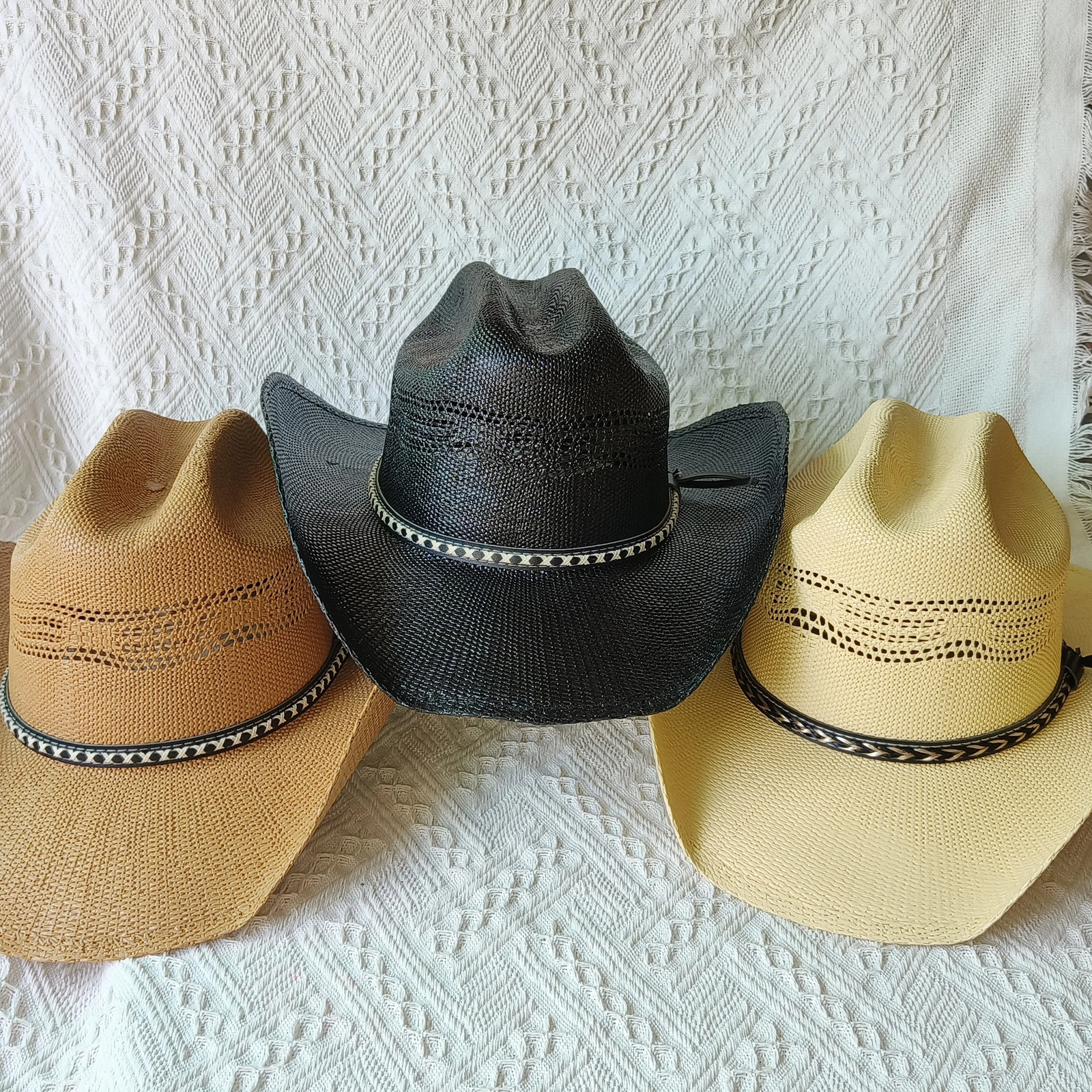 Pasture Western Cowboy Straw hat women Large Brim stiff straw hat cowboy Outdoor summer Sun Jazz Hat sombrero vaquero hombre 250829