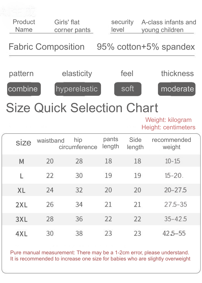 Breathable Lightweight Cotton Children's Shorts for Hot Weather Girls, available in multiple sizes Combination of 2 items - 208