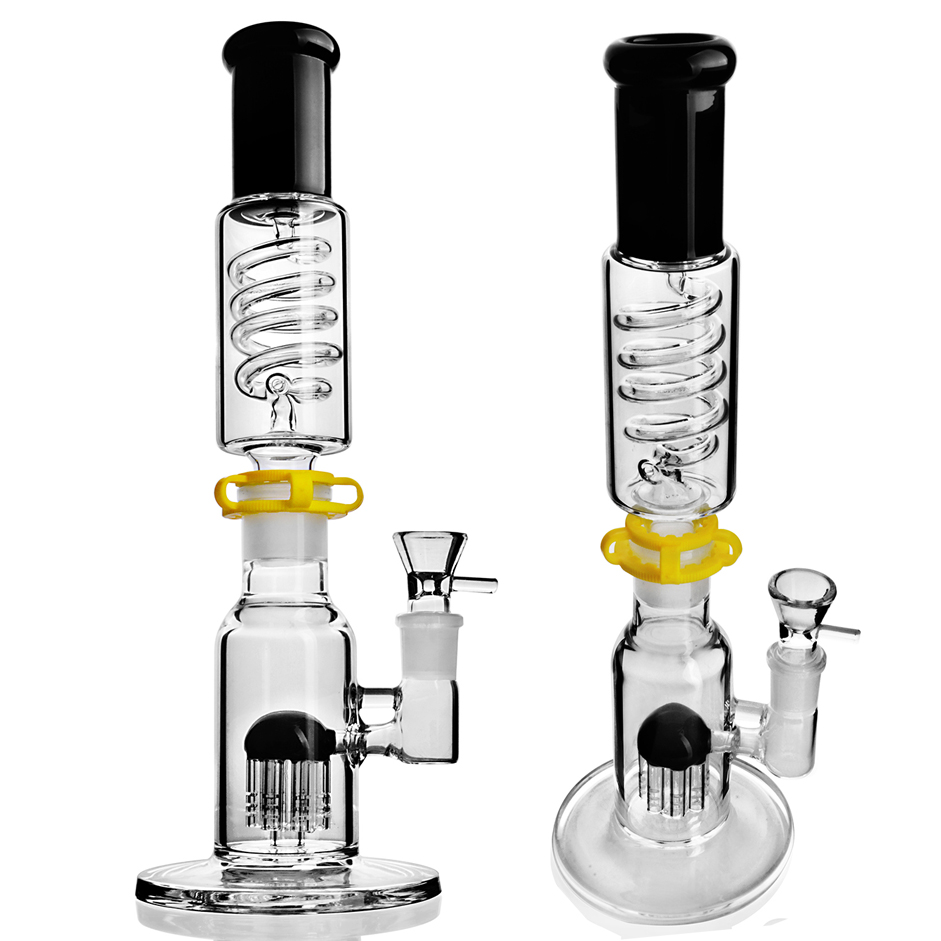 2026 New Straight Tube s Bong Smoking Glass Pipe Freezable Coil Water Bongs Bubbler 13.8Nchs Free Shipping