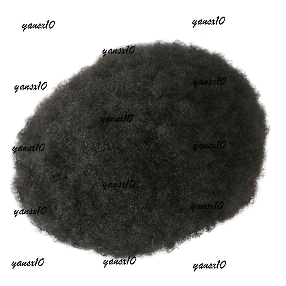 Super Durable Skin Base 6MM Afro Curl Toupees for African America Black Mens 100% Human Hairpieces Curly Wigs