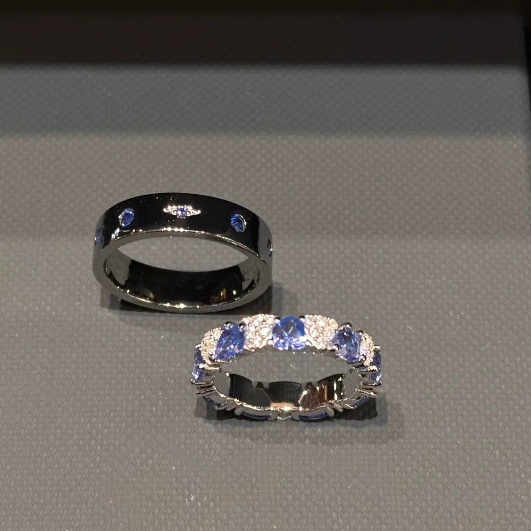 Luxury Brand Designer Jewelry Black Ring Inlaid Gem Original Retro High-End Couple Rings For Men And Women, Unique Gift For Boyfriend Or Girlfriend