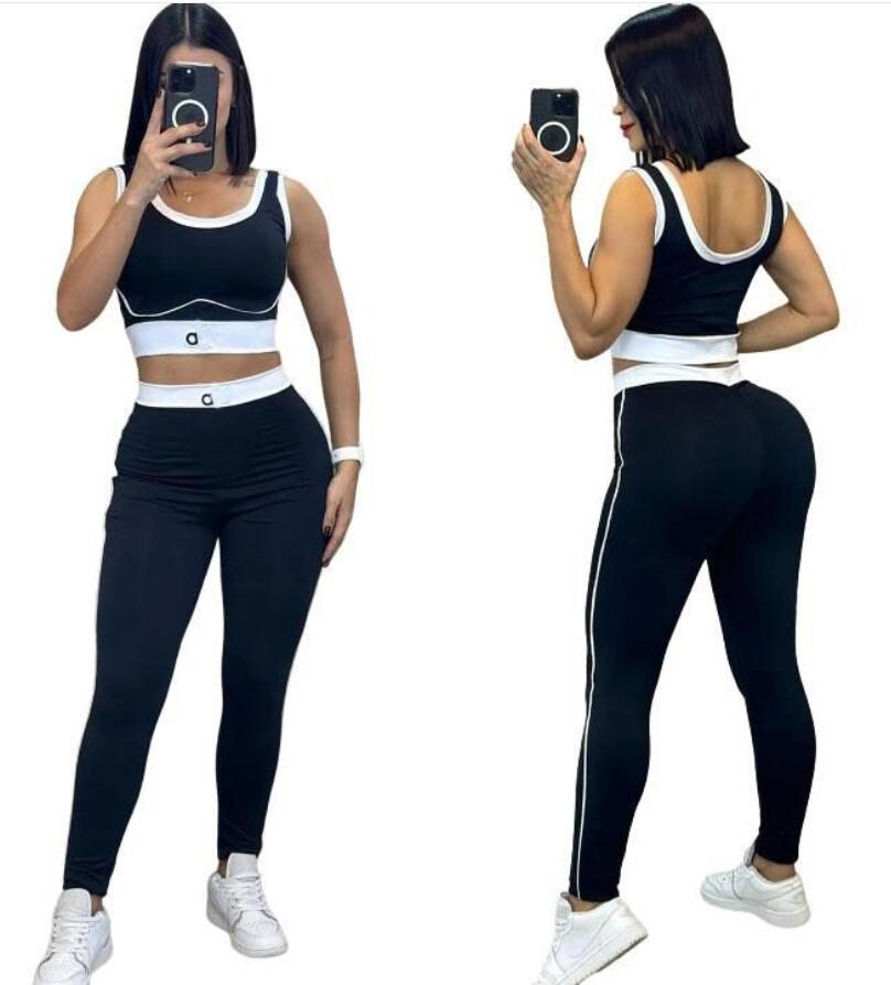 Designer Vest Crop Top Tank Pants Tracksuits for Joggers Woman 2 Piece Sets Womens Outfits Long Pants Gym Clothes Track Suits Fitness Sets