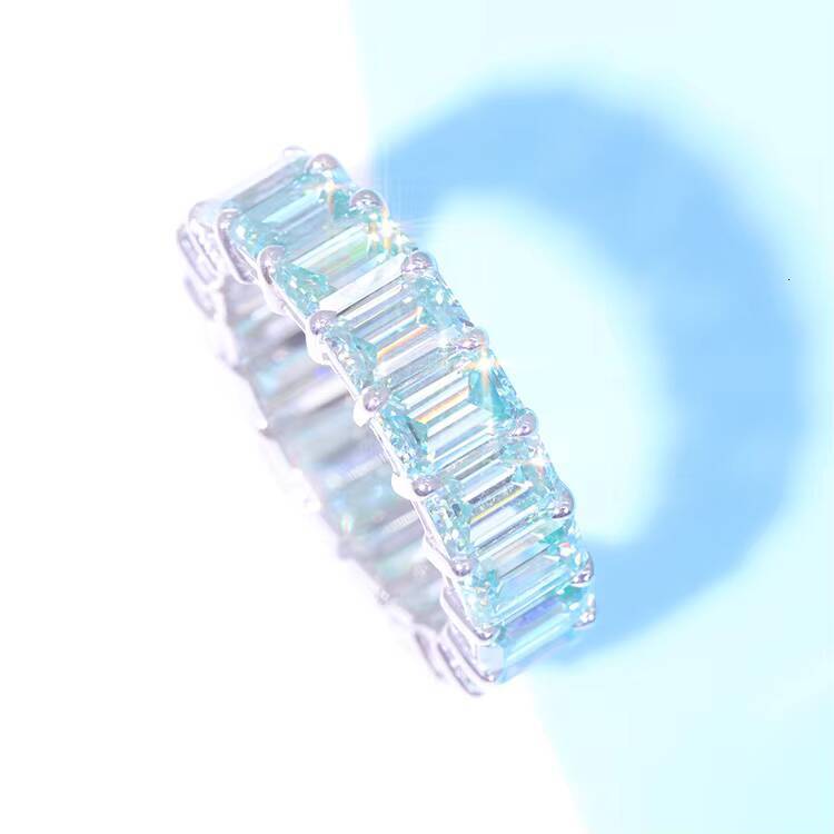 Custom Luxury Jewelry Ring Emerald Baguette Cut Mens Ice Out Moissanite Diamond 18k Gold Moissanite Ring Men