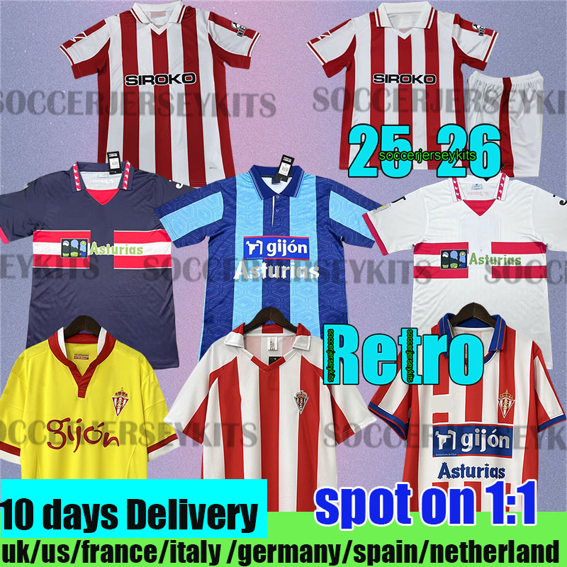 Sporting Gijon retro soccer jerseys 01 02 15 16 86 87 vintage football shirts tops