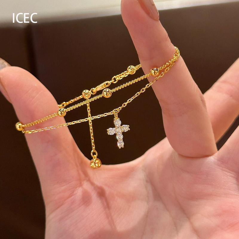 Cross Bracelet French Style Light Versatile Niche Design High-end Double-layer Stacking Best Friend Jewelry