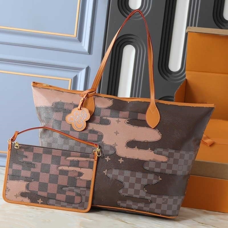 25SS Mens Womens Luxurys Designers Upgraded Version Medium-sized Tote Bag Leather Shopping Bag Paintings Handbag Commuter Bag Purse With Coin Bag 38CM