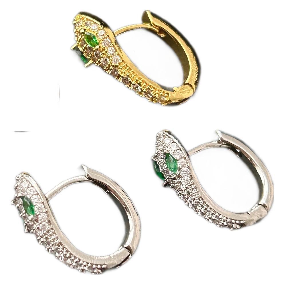 Luxury Brand Designer Jewelry European And American Foreign Trade Snake-Shaped Zircon Earrings For Women, Summer Light Luxury Niche Design Sense Hoop 