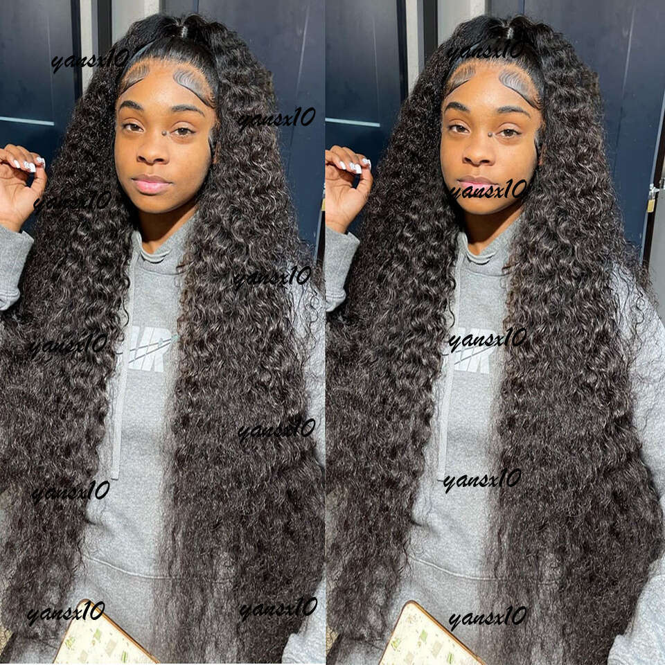 250 Density Brazilian Hd Frontal Deep Curly Human Hair Wig Glueless Preplucked Water Wave Synthetic Lace Front Wigs For Women
