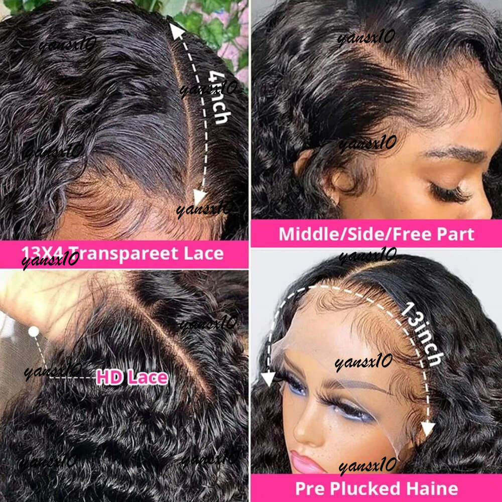 Brazilian Deep Frontal 32 34 Inch Curly Human Hair Wigs Water Wave Lace Front 13x4 Wear And Go Glueless Wig