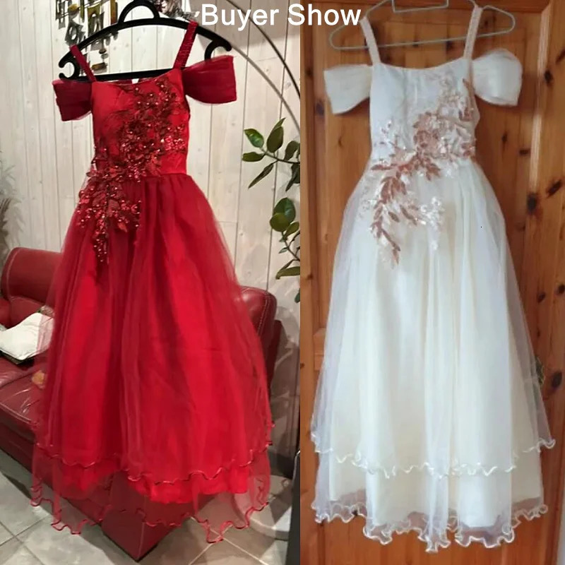 Teenagers Girls Wedding Flower Dresses For Kids Evening Princess Tutu Elegant Long Prom Gown Children Bridesmaid Formal Clothes 250829