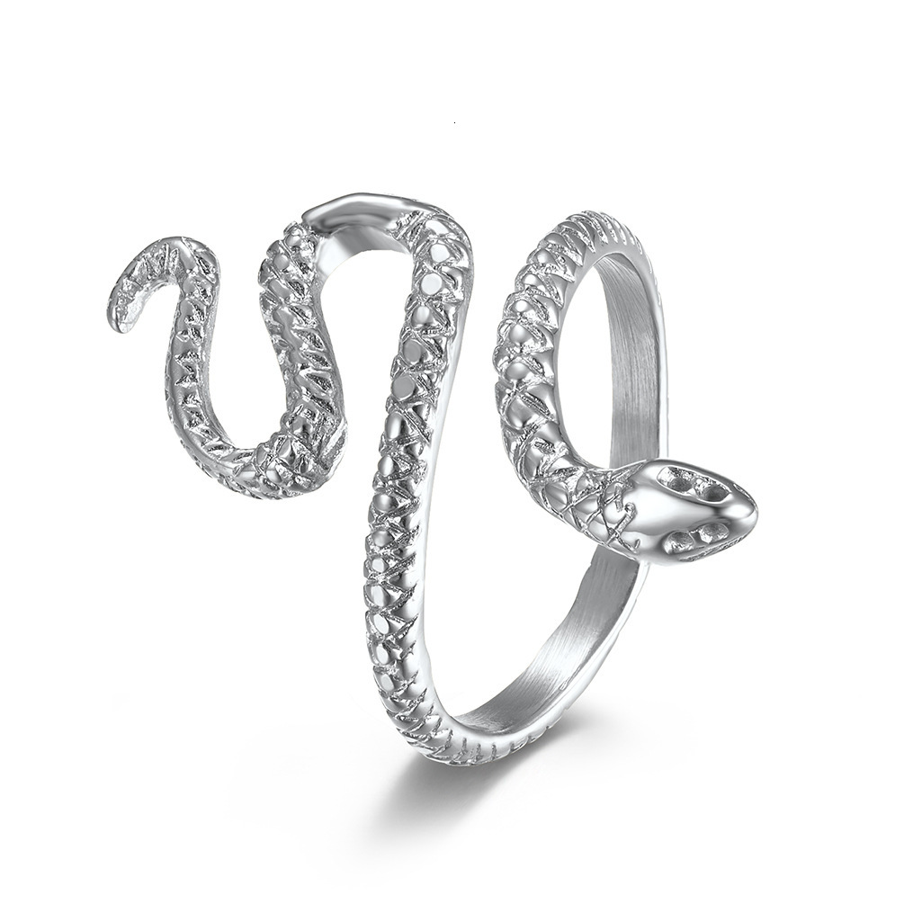 Luxury Brand Designer Jewelry European And American Style Stainless Steel Snake-Shaped Women's Ring Water Snake Venom Snake Beauty Snake Enchanti