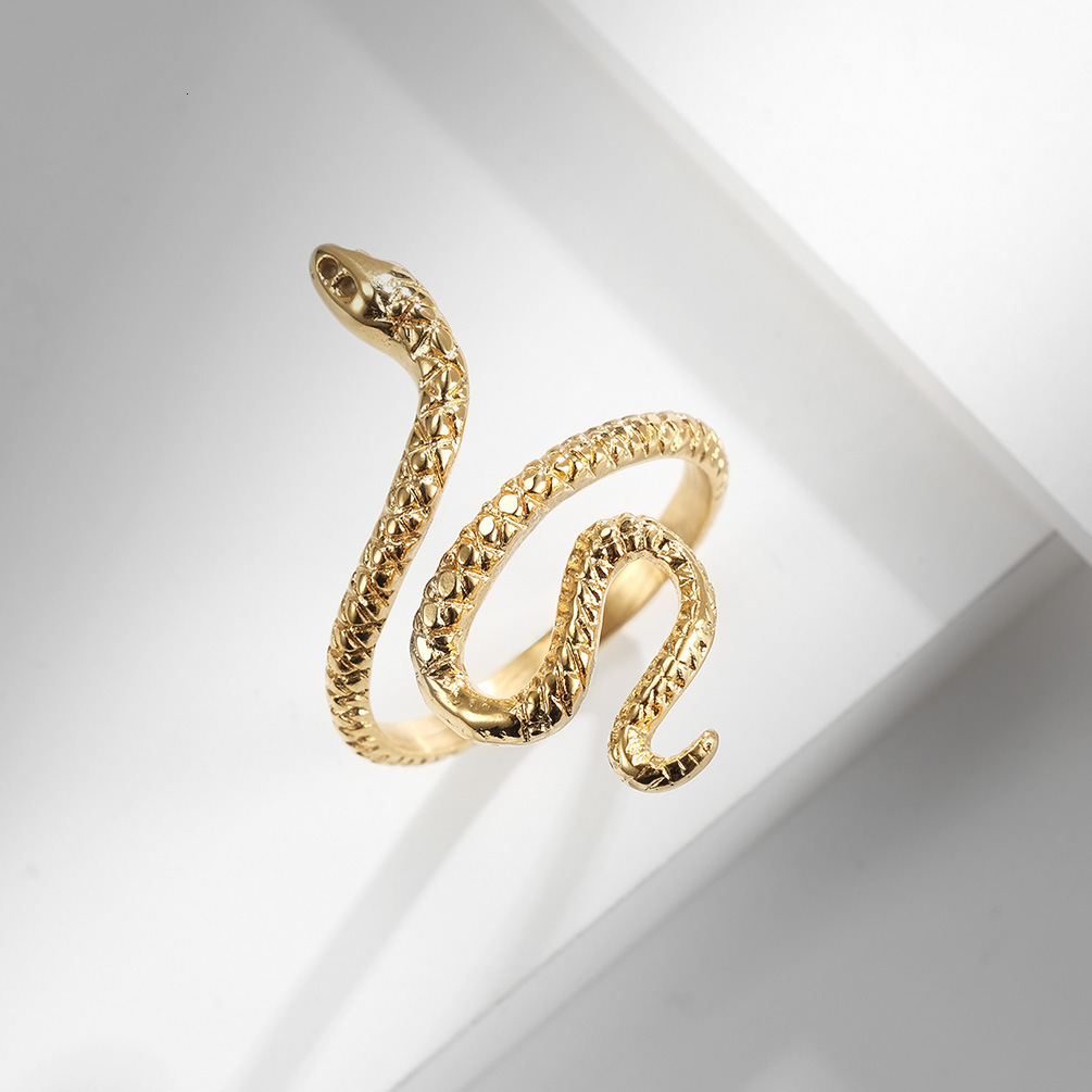 Luxury Brand Designer Jewelry European And American Style Stainless Steel Snake-Shaped Women's Ring Water Snake Venom Snake Beauty Snake Enchanti