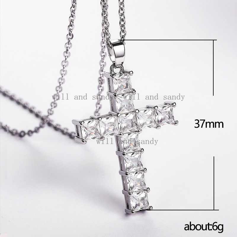 Minimalist Cubic Zirconia Cross Pendant Necklace Designer Jewelry Sterling Silver Love Heart Infinity Cross Diamond Necklaces for Woman Wedding Birthd