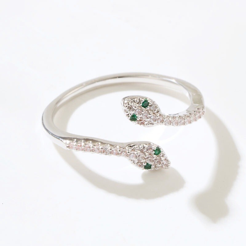 Luxury Brand Designer Jewelry Micro-Inlaid Double Snake-Shaped Ring For Women, Light Luxury Niche Design, European And American Style Fashionable Pers