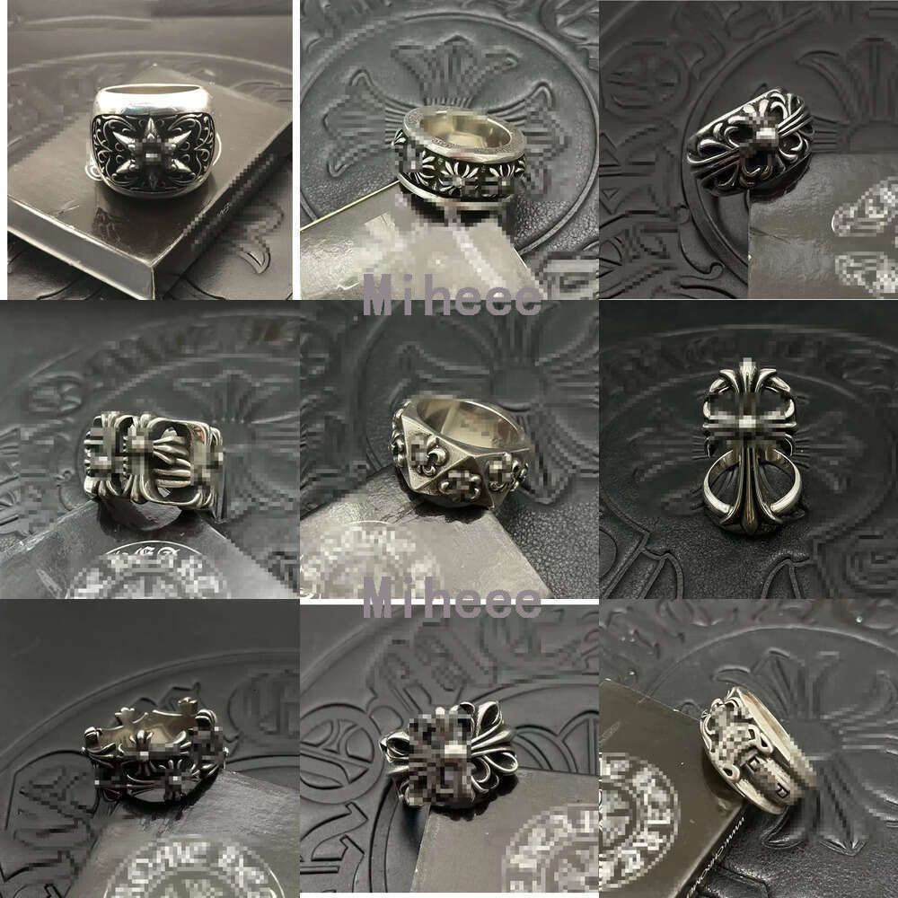 2025 Designer Chromers ring Cross Rings S925 Silver Plated Hip Hop Men And Women High Quality Vintage Cross Open Thai Silver Ring Jewelry Gift chormers ring M037