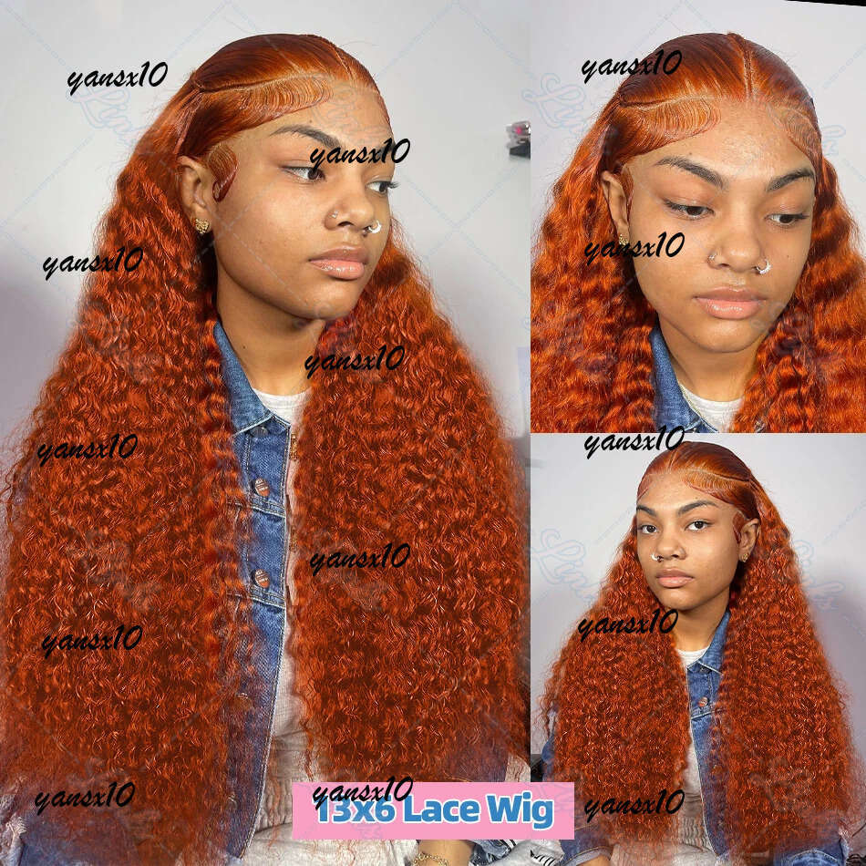 200 Density 350 Orange Ginger Curly Human Hair For Women 13x6 Hd Lace Frontal Deep Wigs Brazilian Water Wave Color Wig