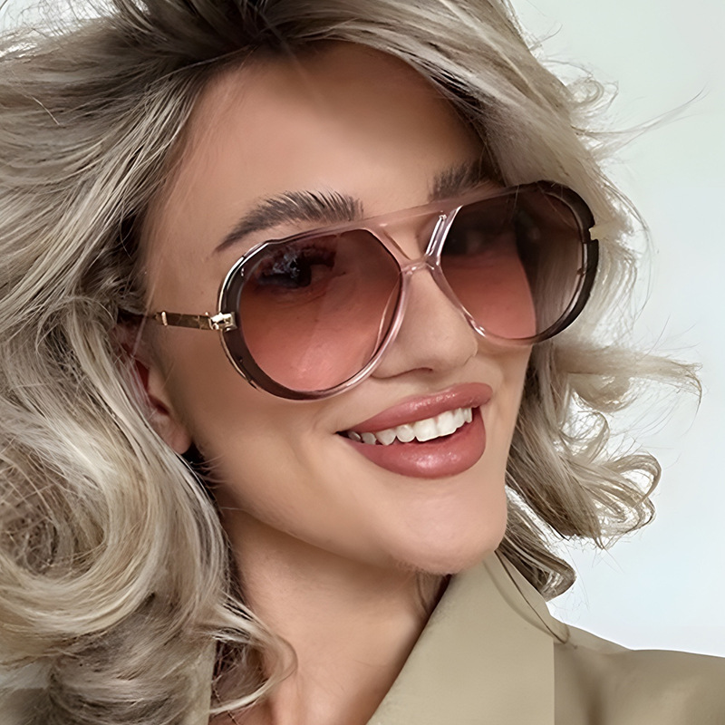 Double Bridge Retro Sunglasses Vintage Large Frame UV Protection Shades for Women Men