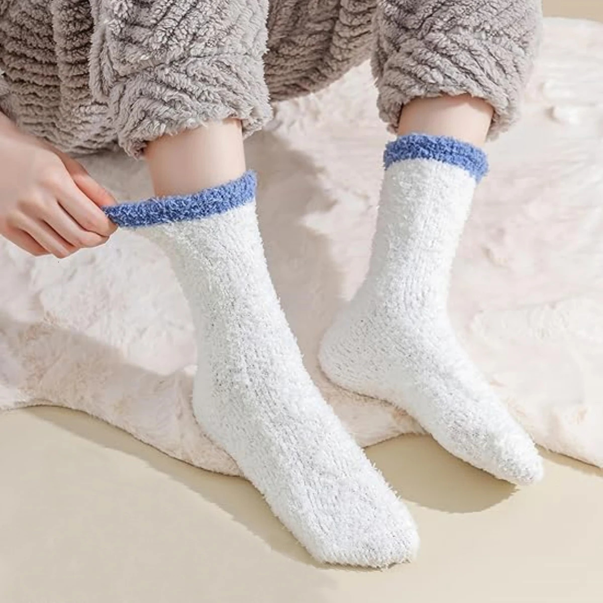 6/12 Pairs of Fuzzy Socks Soft Cozy Fluffy Slipper Winter Warm Plush Socks Christmas Stocking Stuffers Gifts for Women 250829