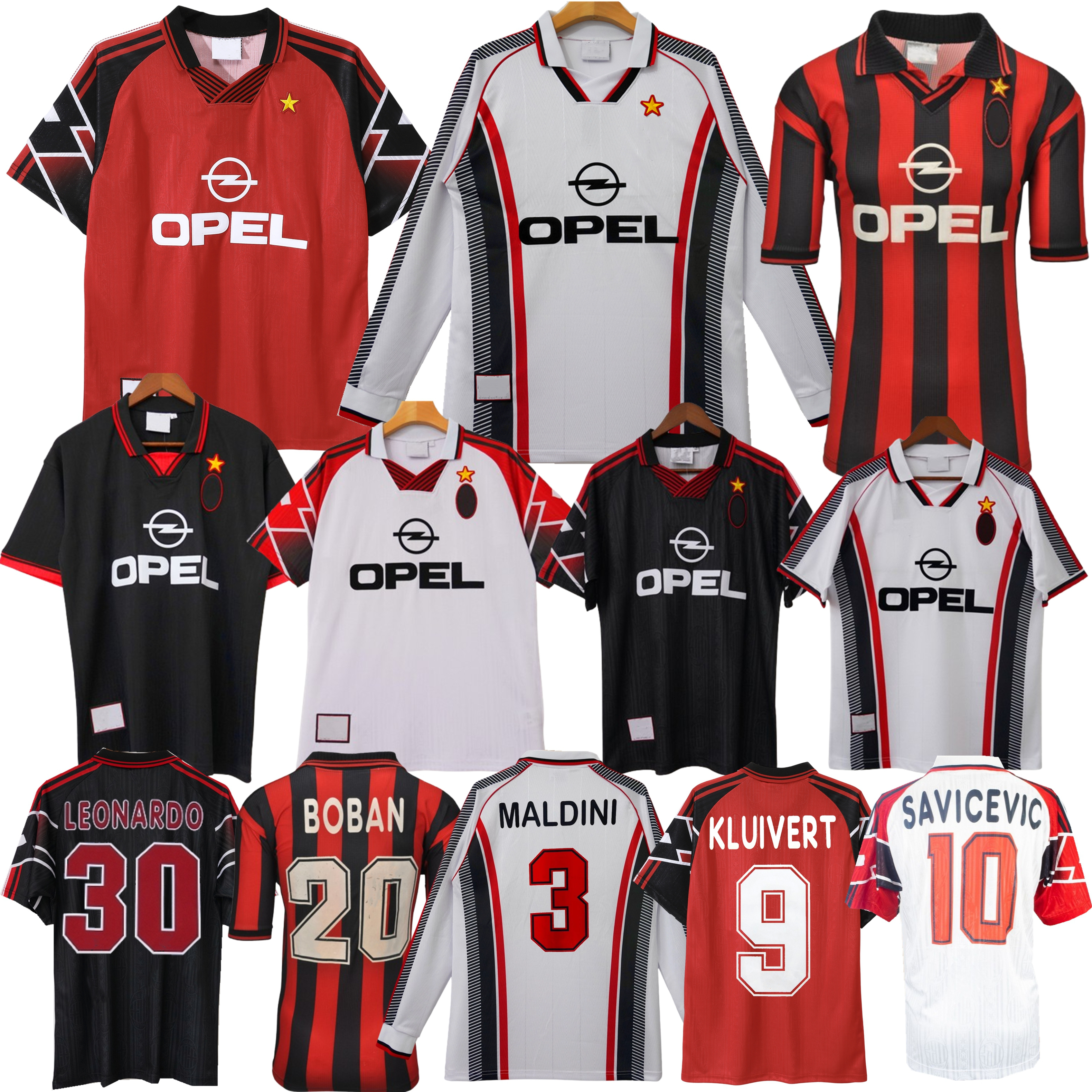 1997 1998 KLUIVERT Boban Weah retro soccer jerseys MILANS Savicevic Maldini AC Desailly Davids home away special vintage classic football shirt