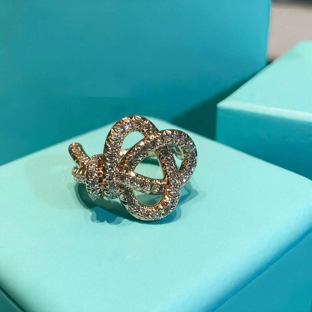 New Keys Woven Full Diamond Key Women Rose Rope Knot Ring Index Finger High Version
