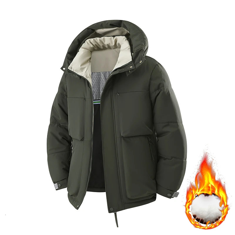 Mens hooded cold resistant short jacket autumn and winter outdoor sports warm cotton jacket casual and fashionable jacket 250829