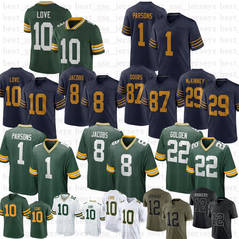 2025 New Love Aaron 8 Josh Jacobs Matthew Golden Micah Parsons Football Jersey Edgerrin Cooper Walker Doubs KRAFT Starr Wicks Musgrave Melton McKinney Jayden Reed