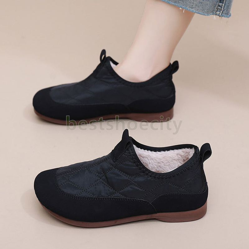 Winter designer boots woman Fashion snow boots Fluffy Lining Soft Sole Shoes Ladies slip-on Warm Comfortable wool blend cotton booties Size 35-42