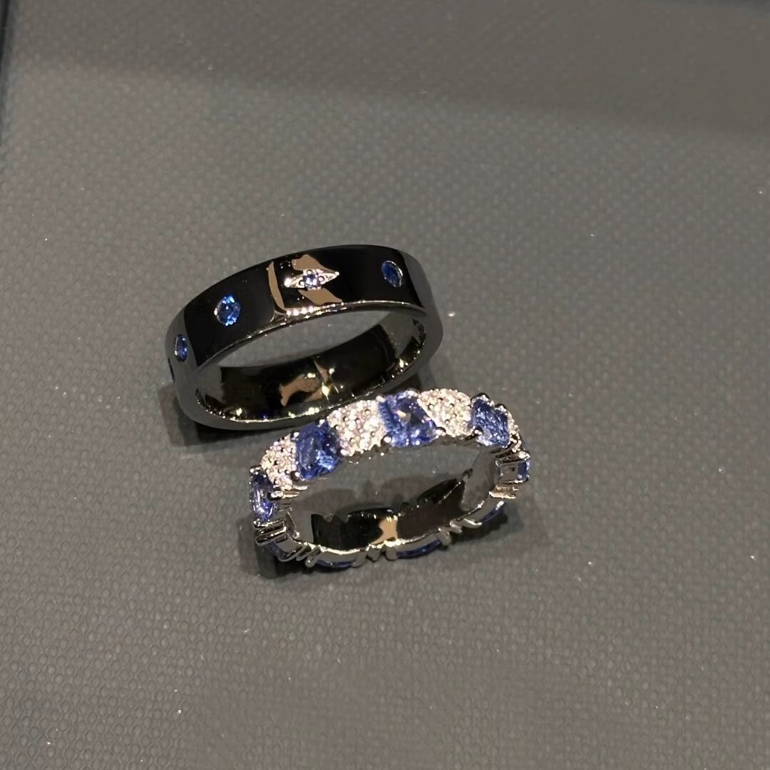 Luxury Brand Designer Jewelry Black Ring Inlaid Gem Original Retro High-End Couple Rings For Men And Women, Unique Gift For Boyfriend Or Girlfriend