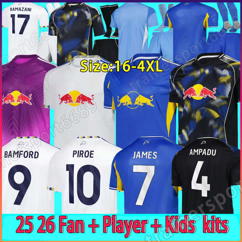 4XL LEEDS UNITEDSS25 26 Soccer Jerseys PIROE Home Away 2025 2026 Adams Aaronson Sinisterra JAMES Maillots De Kids Kit third suit Football Shirt