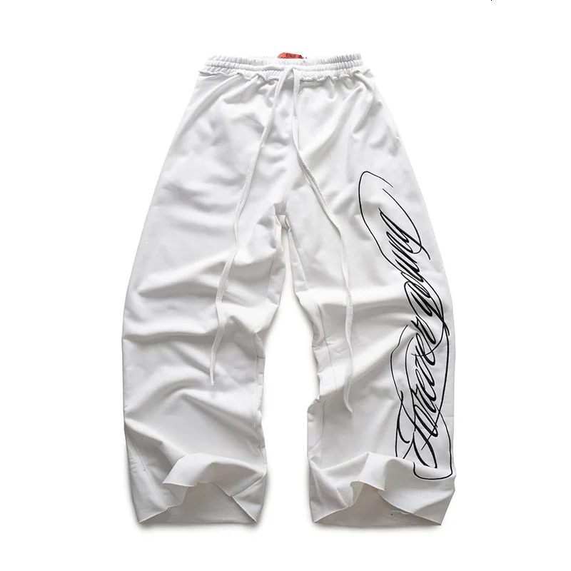 Y2K Hip Hop Loose Pants Fashion Graffiti Style Letters Printing Casual Drawstring Sweatpants Men Women Comfort Streetwear Z260315